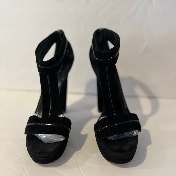 $895 GUCCI T-STRAP SUEDE PLATFORM ANKLE STRAP SANDAL HIGH HEELS SZ 36.5 IT / 6.5 - Picture 2 of 9